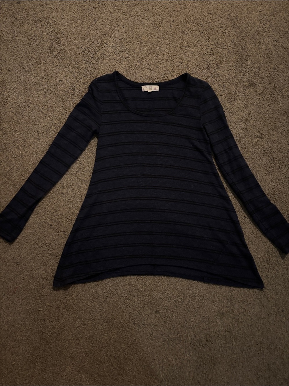 Hippie Rose Navy Striped Long-Sleeve Scoop Neck Top